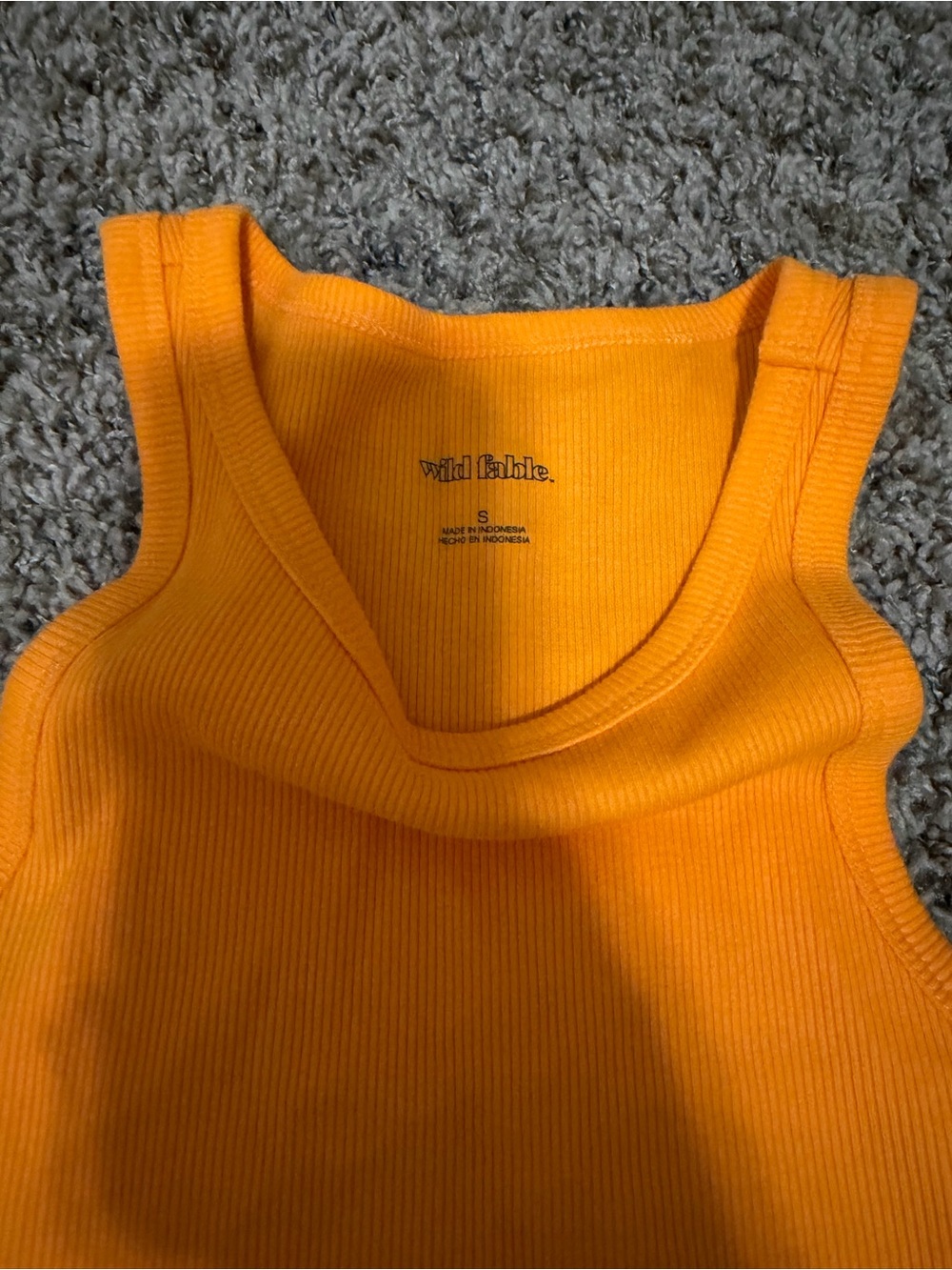 Wild Fable Bright Orange Ribbed Racerback Crop - Picture 2 of 3